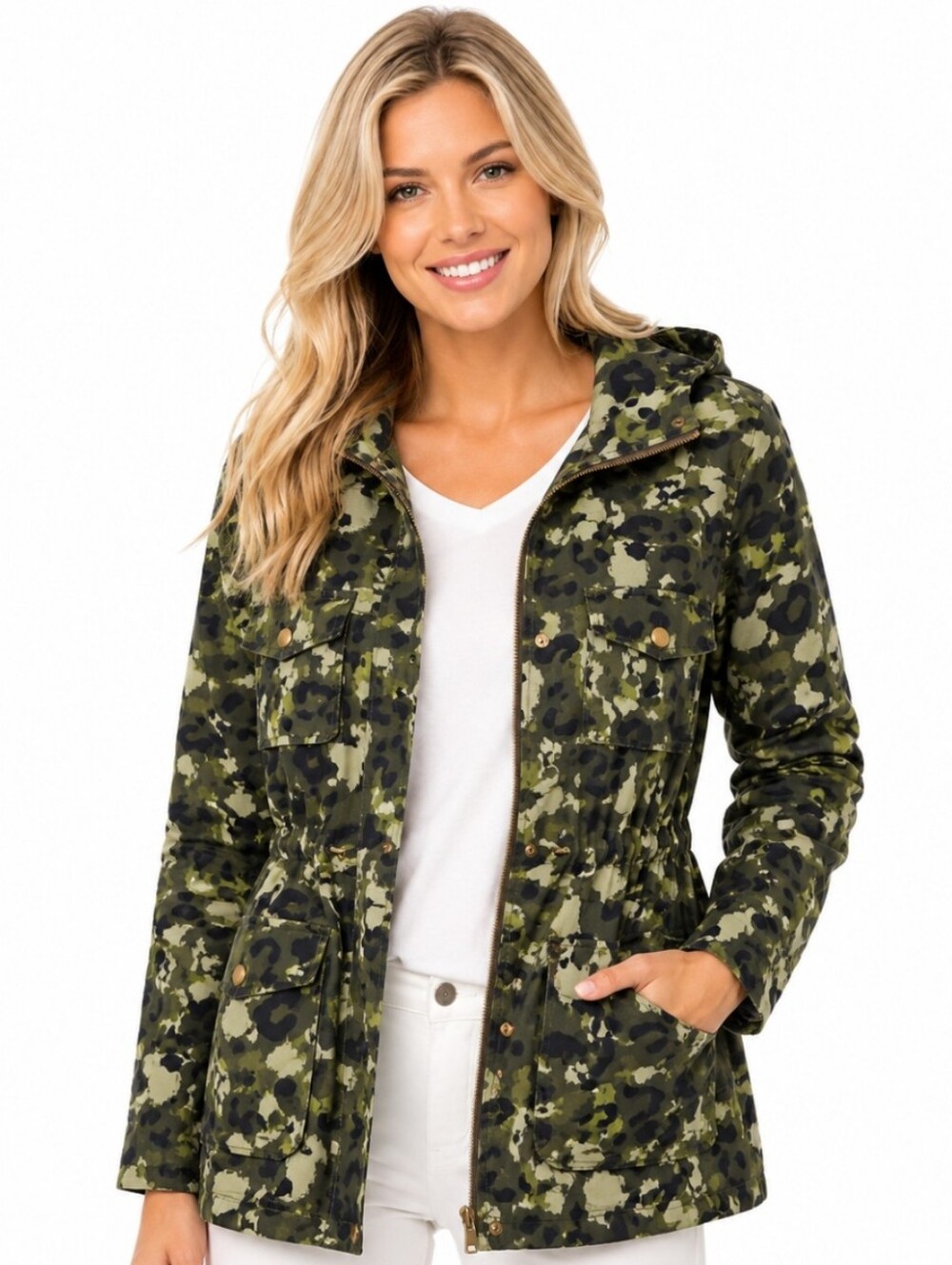 K Jordan Olive Green Camo Cotton Utility Jacket (Sz:M)
